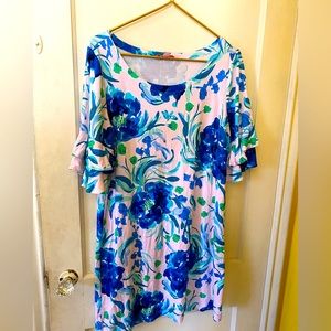 Lilly Pulitzer Blue and Green Floral Mini Dress